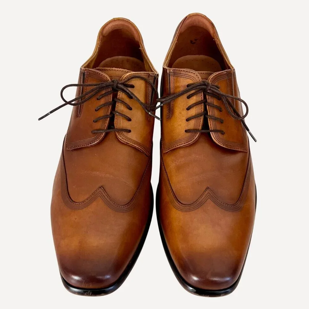 Florsheim Mens Brown Leather Oxford Shoes Size 13D Lace-Up Classic Wingtip EUC